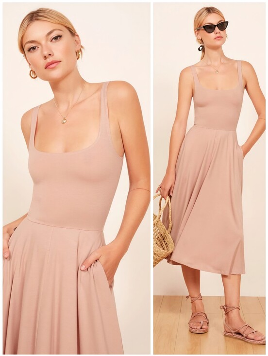 Reformation Dresses & Skirts - Reformation Blush Scoop Neck Rou Midi Jersey Soft Dress, M